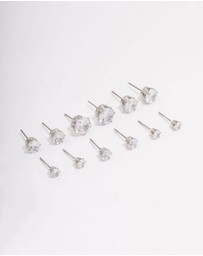 Lovisa - Silver Classic Round Cubic Zirconia Earring 6-Pack