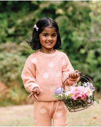 Kynd Baby - Embroidered Knit Jumper in Pearl