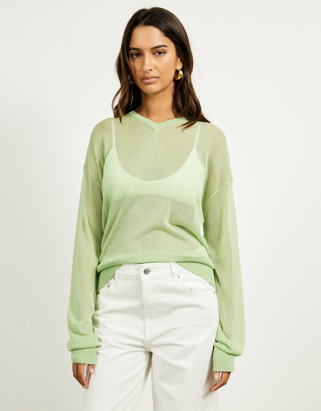 Minima Esenciales - Zaya Semi Sheer Long Sleeve Top