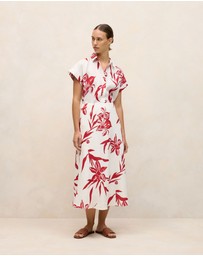 Trenery - Wild Iris Linen Cap Sleeve Shirt in White
