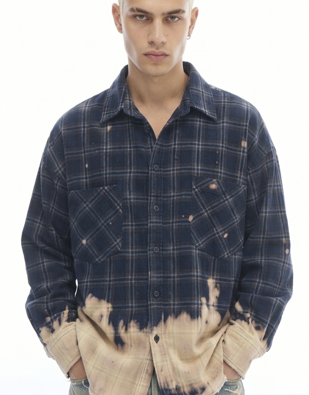 THE TALES - Bleached Check Cord Shirt
