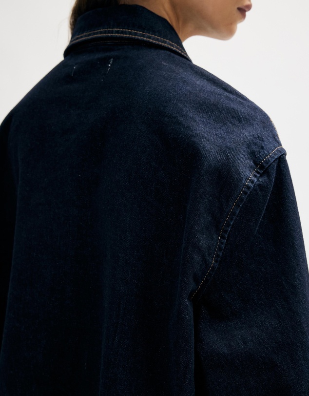 Minima Esenciales - Mara Bubble Hem Denim Bomber Jacket