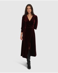 Belle & Bloom - Current Mood Velvet Wrap Dress - Burgundy