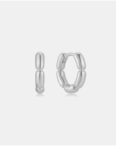 Ania Haie - Silver Segmented Puffy Huggie Earrings