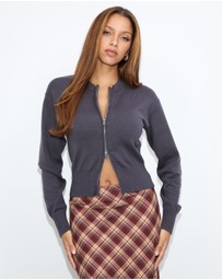 Dazie - Ashley Double Knit Zip Cardigan