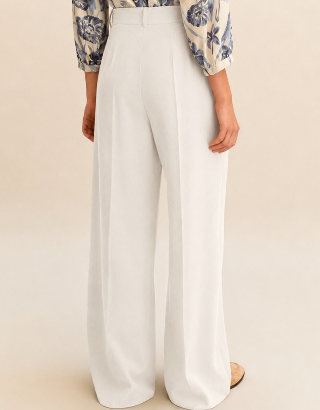 Emme - Wool White Technical Twill Trousers