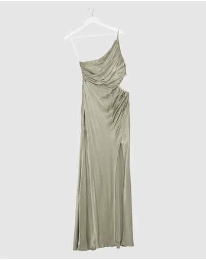 Revibe - Repaired Shona Joy La Lune Asymmetrical Gathered Maxi Dress - AU 10