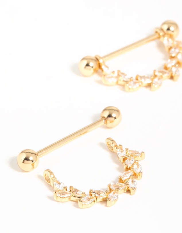 Lovisa - Surgical Steel Cubic Zirconia Vine Nipple Bars 2-Pack