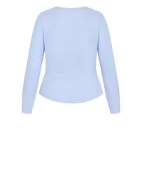 City Chic - Plus size Button Through Knit Top - soft blue