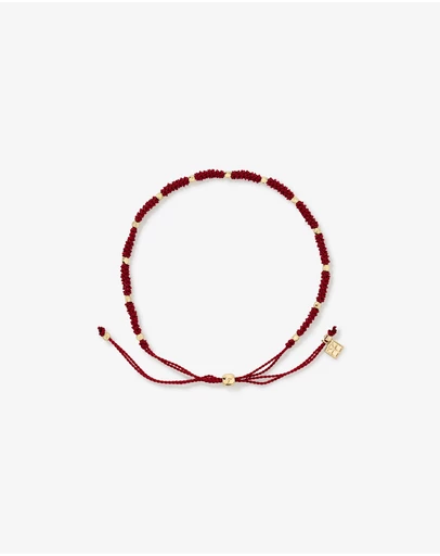 Michael Hill - Burgundy Cord Bead Bracelet in 10kt Yellow Gold