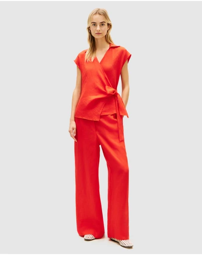 Tommy Hilfiger - Pure Linen Wrap Knot Sleeveless Blouse