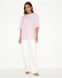 Dazie - Nostalgia Stripe Oversized Boyfriend Tee