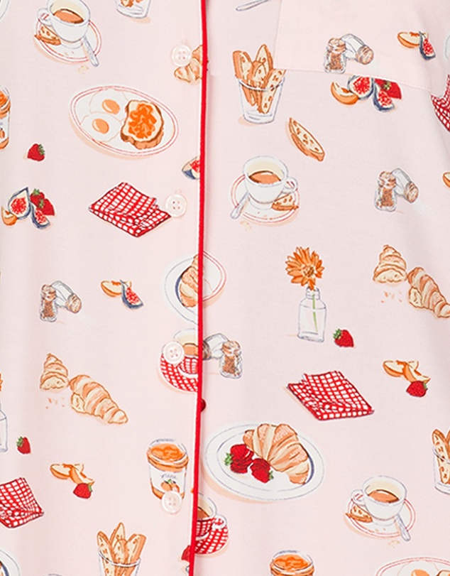 Kate Spade - Printed Modal Button Up Short Sleeve Long Pyjama Set