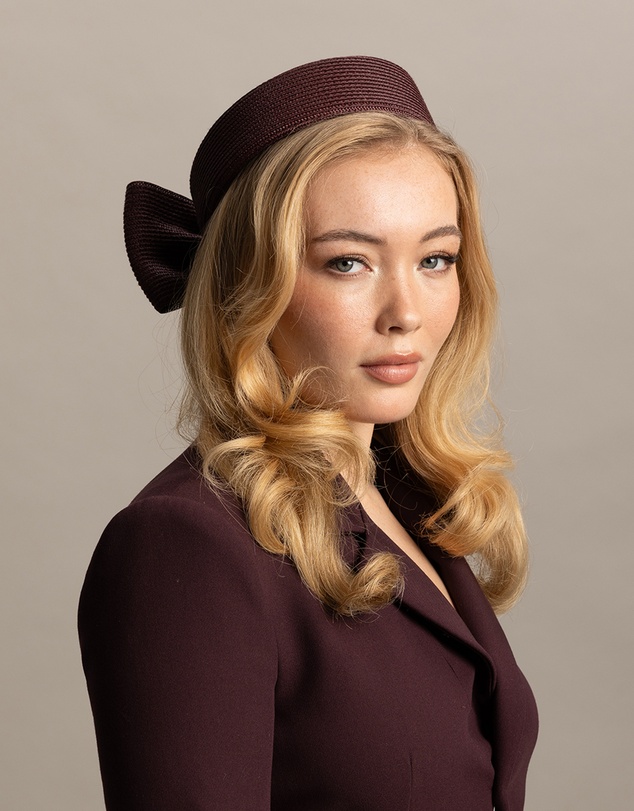 Morgan & Taylor - Tara Racewear Pillbox Hat in Dark Cherry Red