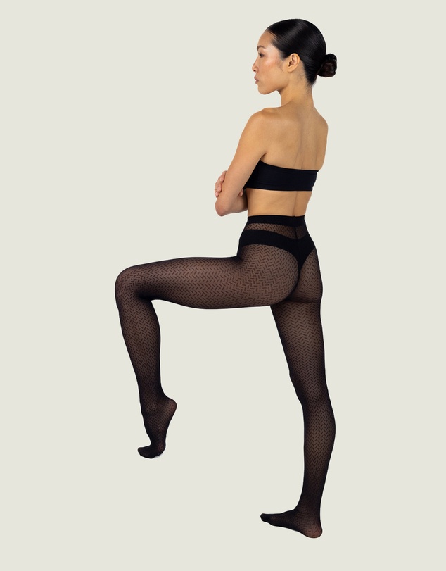 INSTOCK - Energy — 50 Denier Sheer Black Micromesh Patterned Tight