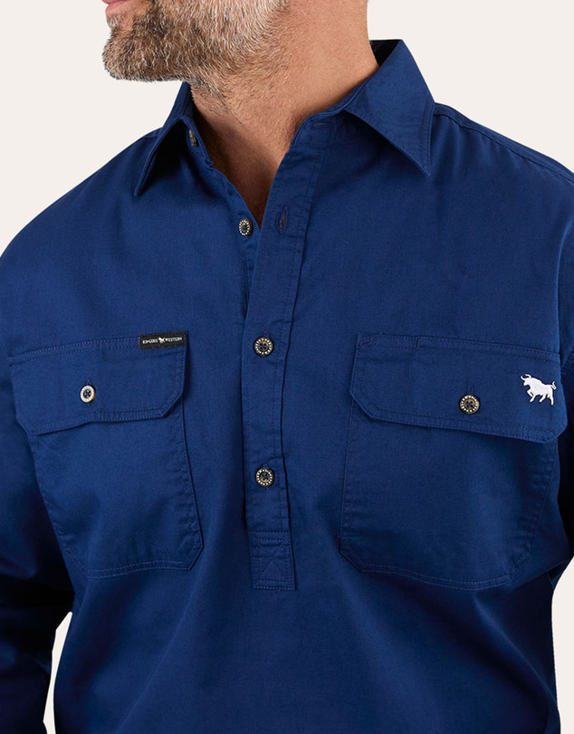 Ringers Western - King River Mens Half Button Work Shirt