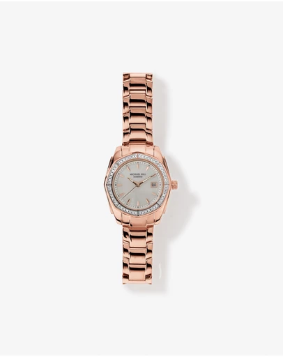 Michael Hill - Ladies Mother of Pearl Watch with 0.28 Carat TW of Diamonds in Rose Tone Stainless Steel