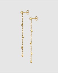 Elli Jewelry - Earrings Ear Hanger Chain Design with Crystals in 925 Sterling Silver Gold Plated