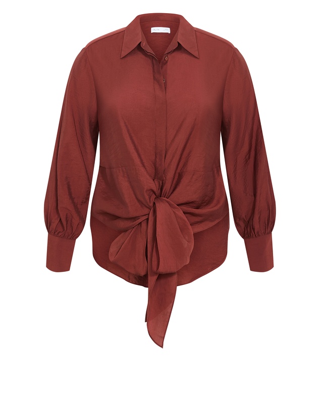 City Chic - Plus size Elena Hem Detail Shirt - clove