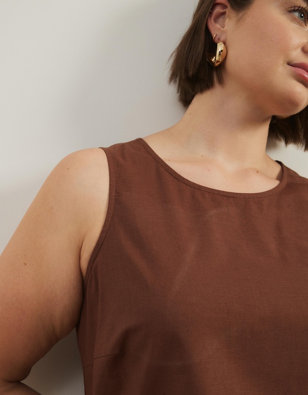 Atmos&Here Curvy - Hope Linen Blend Tiered Mini Dress