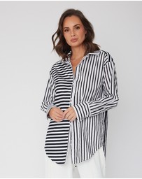 ALEXANDRA - Austin Shirt Mixed Stripe Black