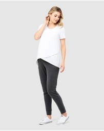 Ripe Maternity - Short Sleeve Raw Edge Nursing Top