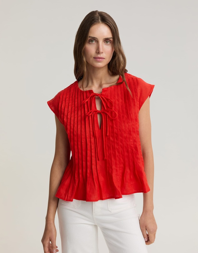 Sportscraft - Ariana Pintuck Linen Blouse