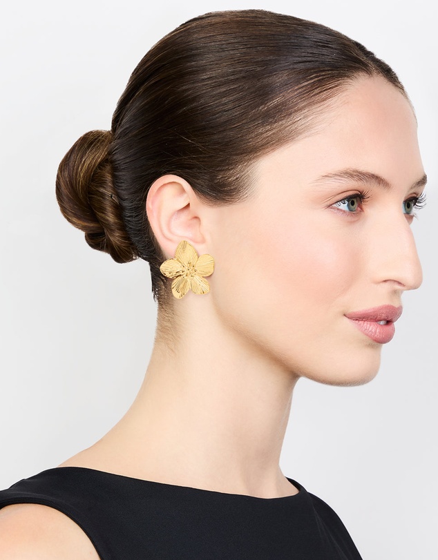 Lovisa - Waterproof Gold Plated Stainless Steel Textured Flower Stud Earrings
