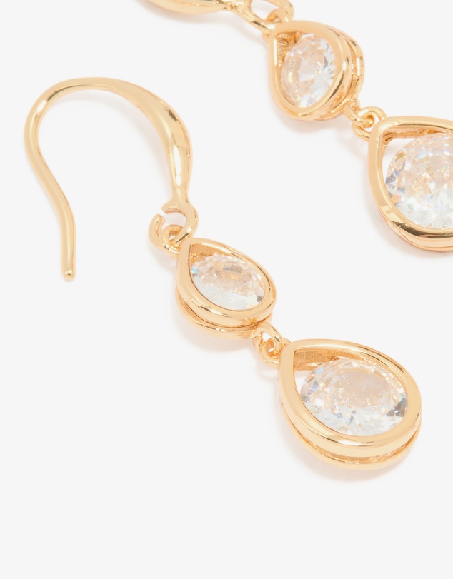 Lovisa - Gold Plated Double Cubic Zirconia Hook Earrings