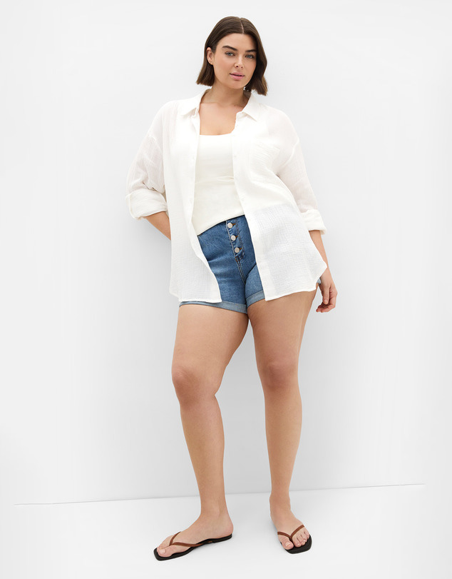 City Chic - Plus size Havana Relaxed Shirt - ivory