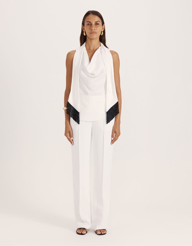 SABA - Tina Cowl Neck Fringe Top