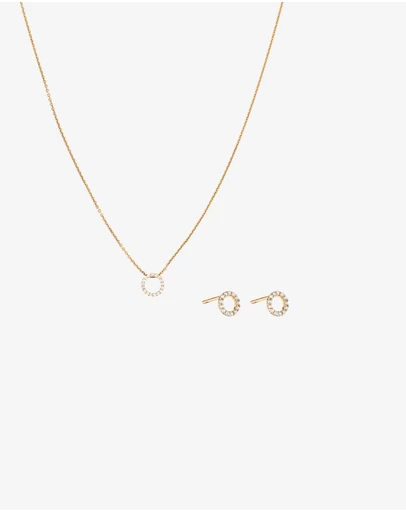 Michael Hill - Circle Necklace & Earring Set in 18kt Vermeil with Cubic Zirconia