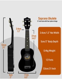 iWorld - 3rd Avenue Soprano Ukulele - Black