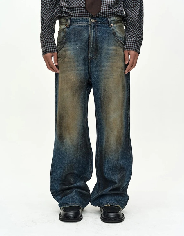 Andersson Bell - Coated Blue Wide-Leg Jeans