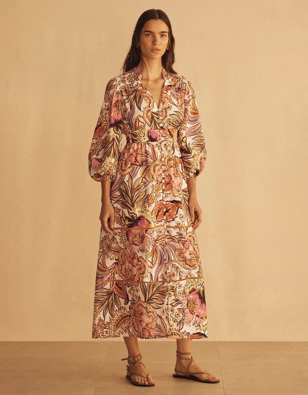 AUR OCEA - Bel Fiore Blousson Tiered Midi Dress