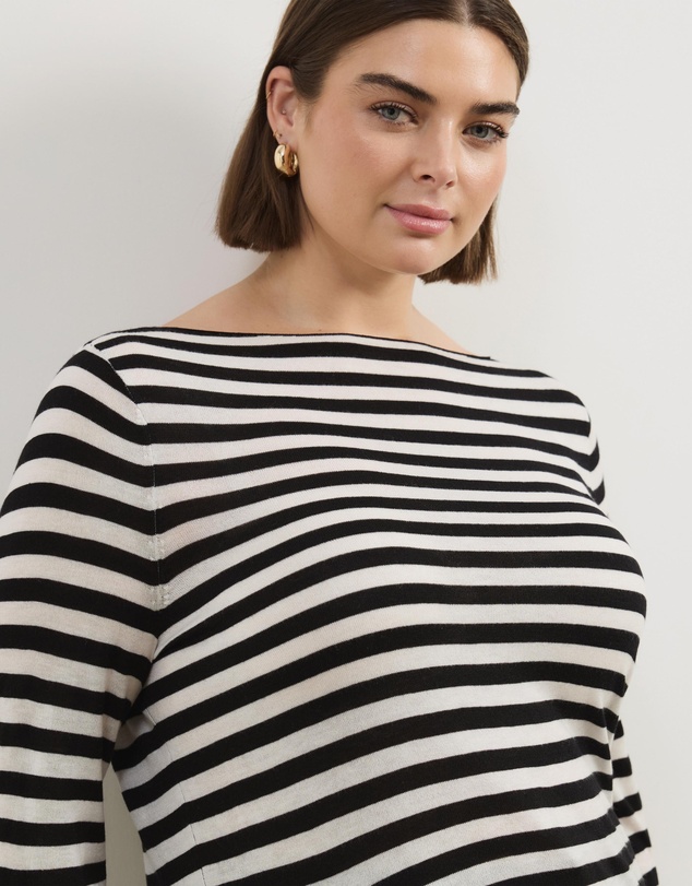 Atmos&Here Curvy - Bella Fine Knit Stripe Top