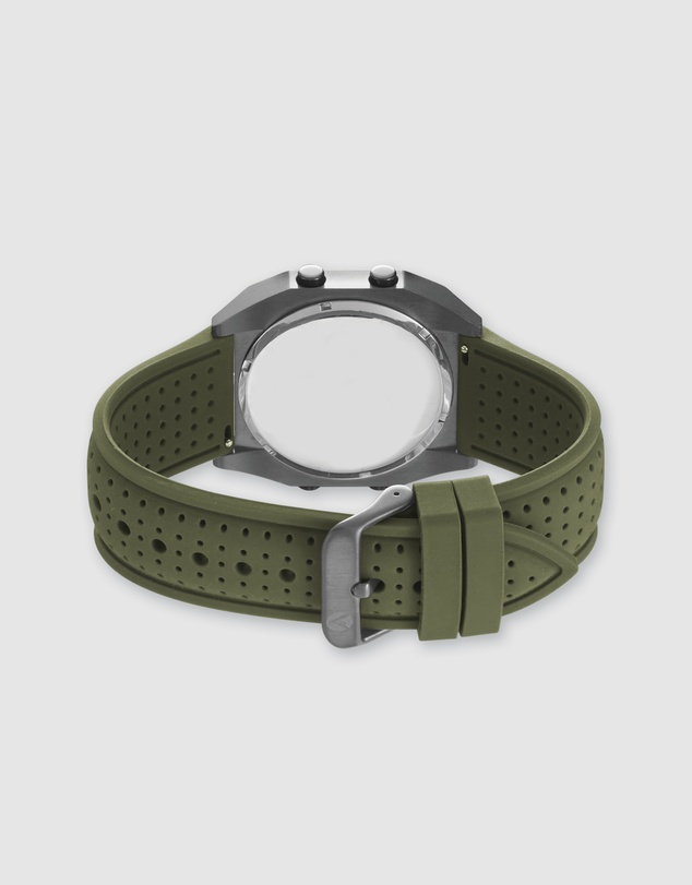 Maxum - Raglan Tide Watch – Gunmetal Case, Black Dial & Green Silicone Strap