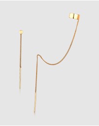 Elli Jewelry - Earrings Earcuff Hanger Long 925 Sterling Silver Gold-plated