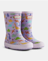 Hunter - Kids First Dinosaur Print Boot Purple Dinosaur