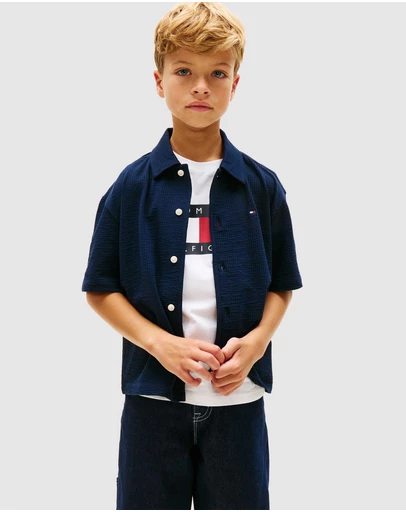 Tommy Hilfiger - Jersey Seersucker Shirt Ss - Kids