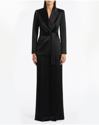 Carla Zampatti - Black Satin Acetate Deep Pleat Pant