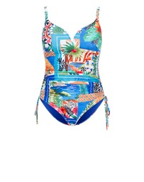 City Chic - Plus Size Positano Print 1 Piece - blue