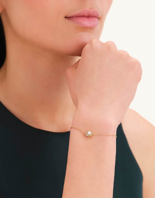 Rosefield - Modern Pearl Circle Gold-Tone Bracelet