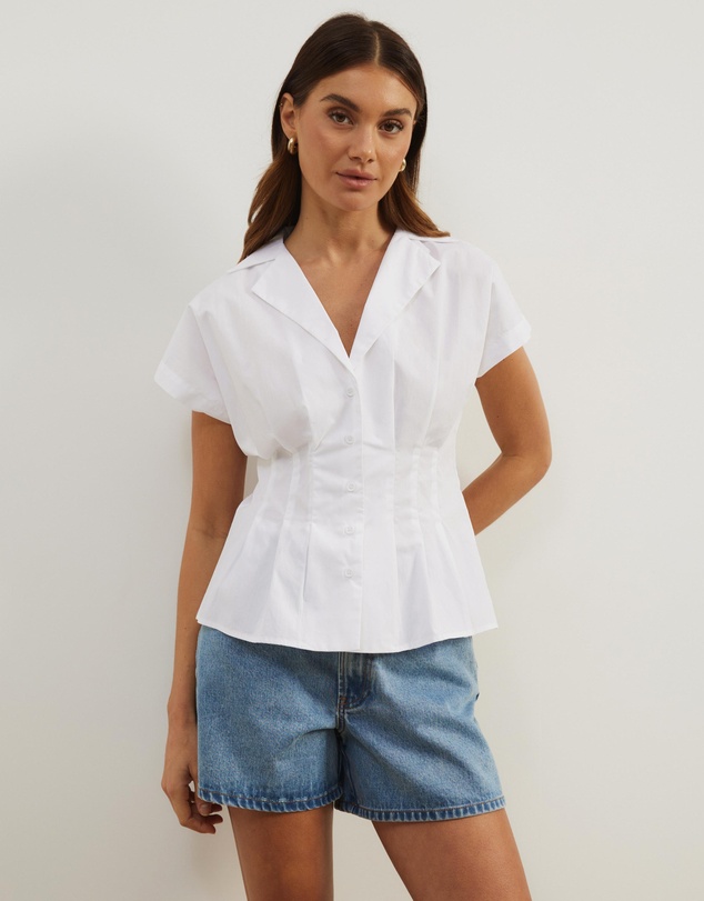 Atmos&Here - Marcy Pin Tuck Short Sleeve Shirt