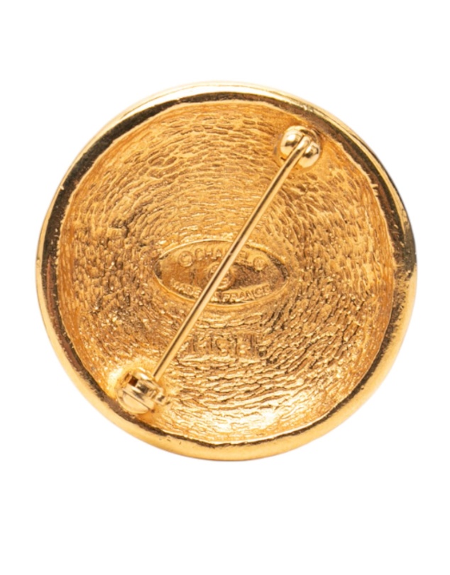 Pre-Loved by Azura Reborn - Pre-Loved Gold Plated CC Round Brooch