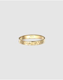 Kuzzoi - ICONIC EXCLUSIVE - Ring Band Basic Hammered in 375 Yellow Gold