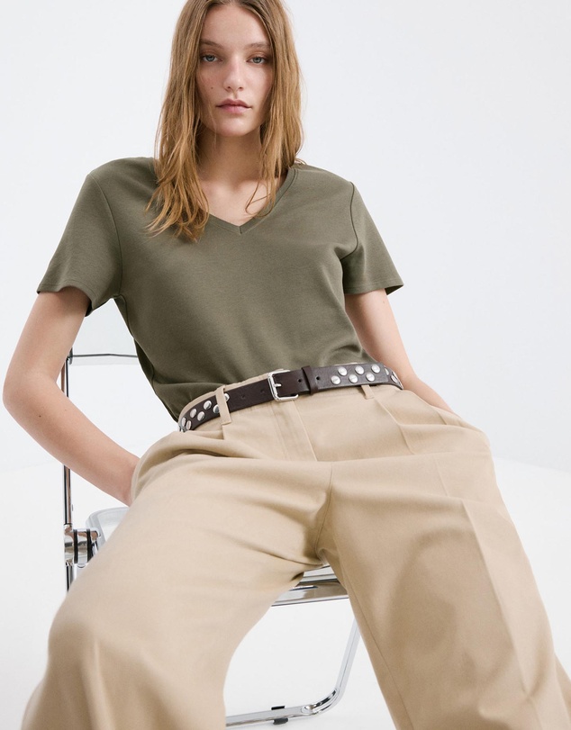 M.N.G - V-Neck Cotton T-Shirt