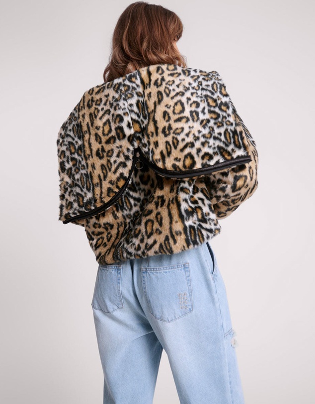 ONE TEASPOON - Faux Leopard Split Hood Jacket