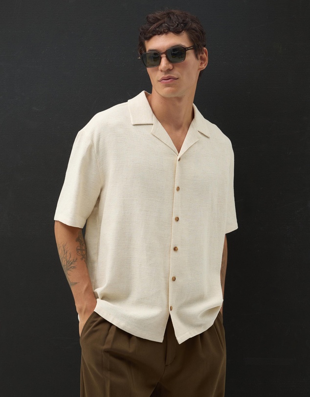 AERE - Textured Camp Collar Shirt