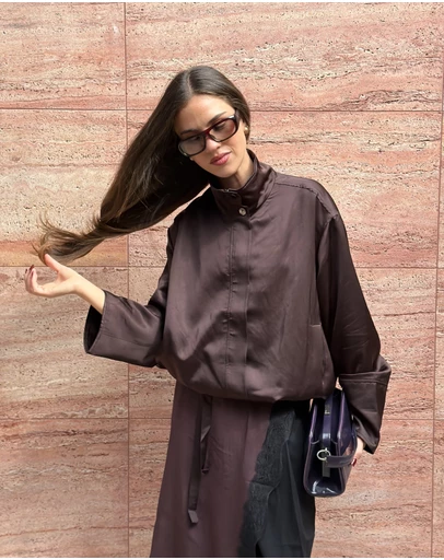 Lover - Sienna Satin Funnel Neck Bomber Jacket